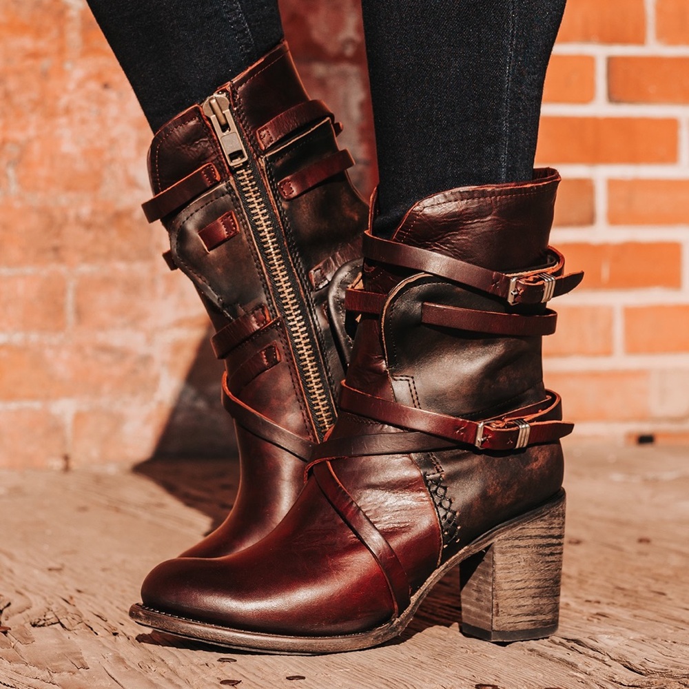 Freebird “Baker” burgundy leather  hand-crafted boot, size 8: worn once!